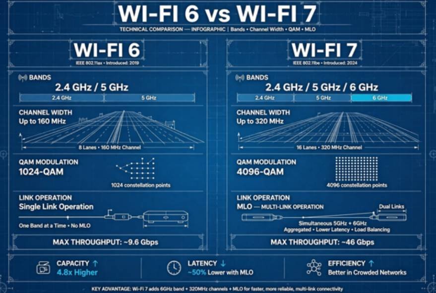 Technical Comparison How Wi-Fi 6 and Wi-Fi 7 Actually Differ