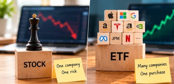 ETFs vs Stocks for Beginners: A Smarter First Investment Choice